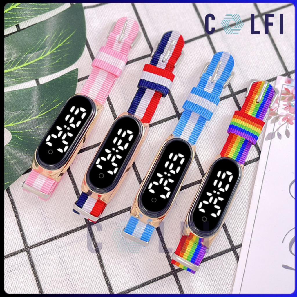 Colfi Jam Tangan Pria Wanita Digital Led Touch Screen Strap Kanvas Combinasi Jam Tangan Pria Wanita 