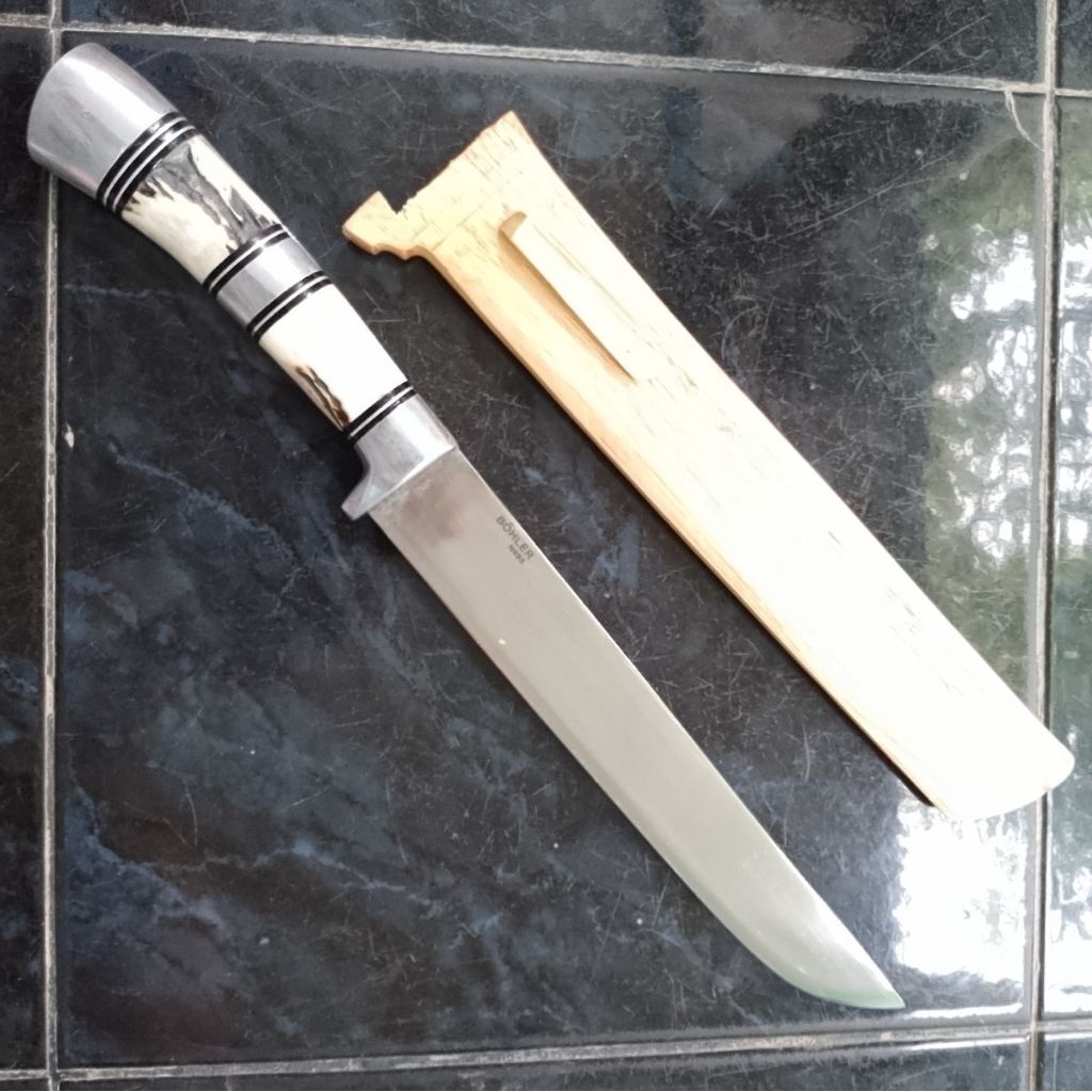 Pisau Sembelih 24 cm  Baja Bohler N695 gagang Tanduk