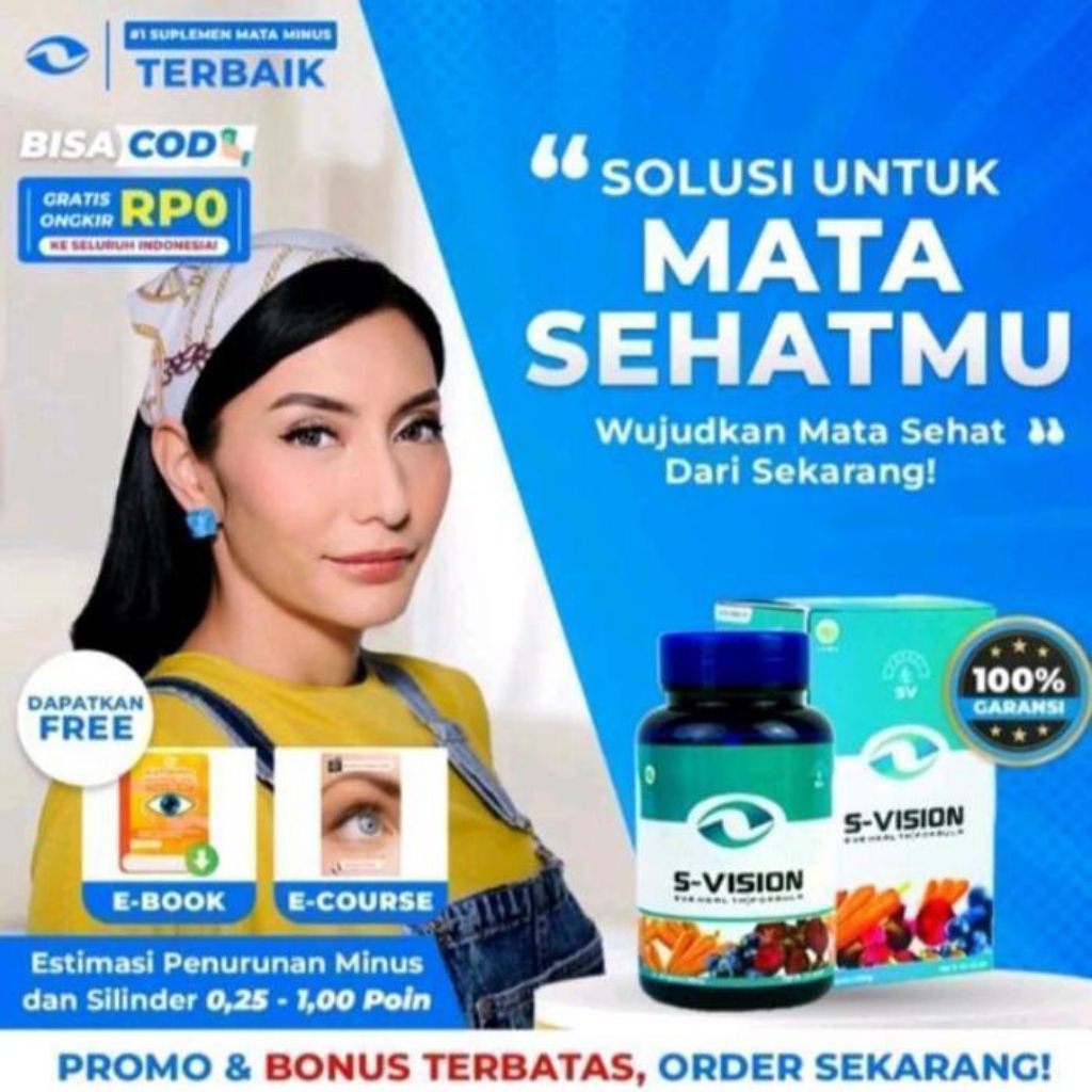 S-VISION - Suplemen Kesehatan Atasi Kesehatan Mata Minus Memelihara Kesehatan Mata Asli Original