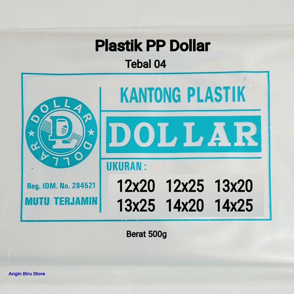 Kantong Plastik PP Dollar Bening 12x20 12x25 13x20 13x25 14x20 14x25 Tebal 04 Berat 500g / Plastik S