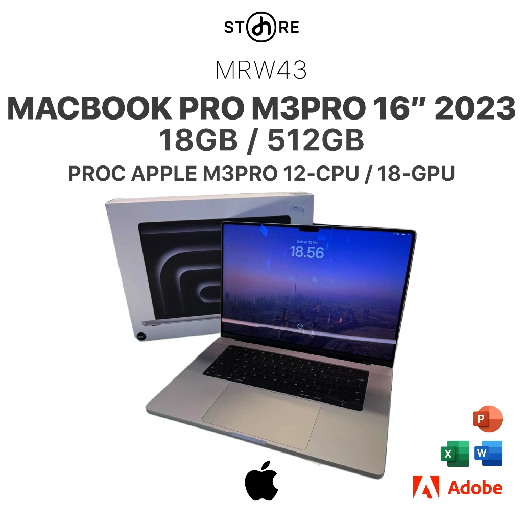 Second BNOB , Macbook Pro M3PRO 2023 , 16" , 18/512 , Silver , MRW43