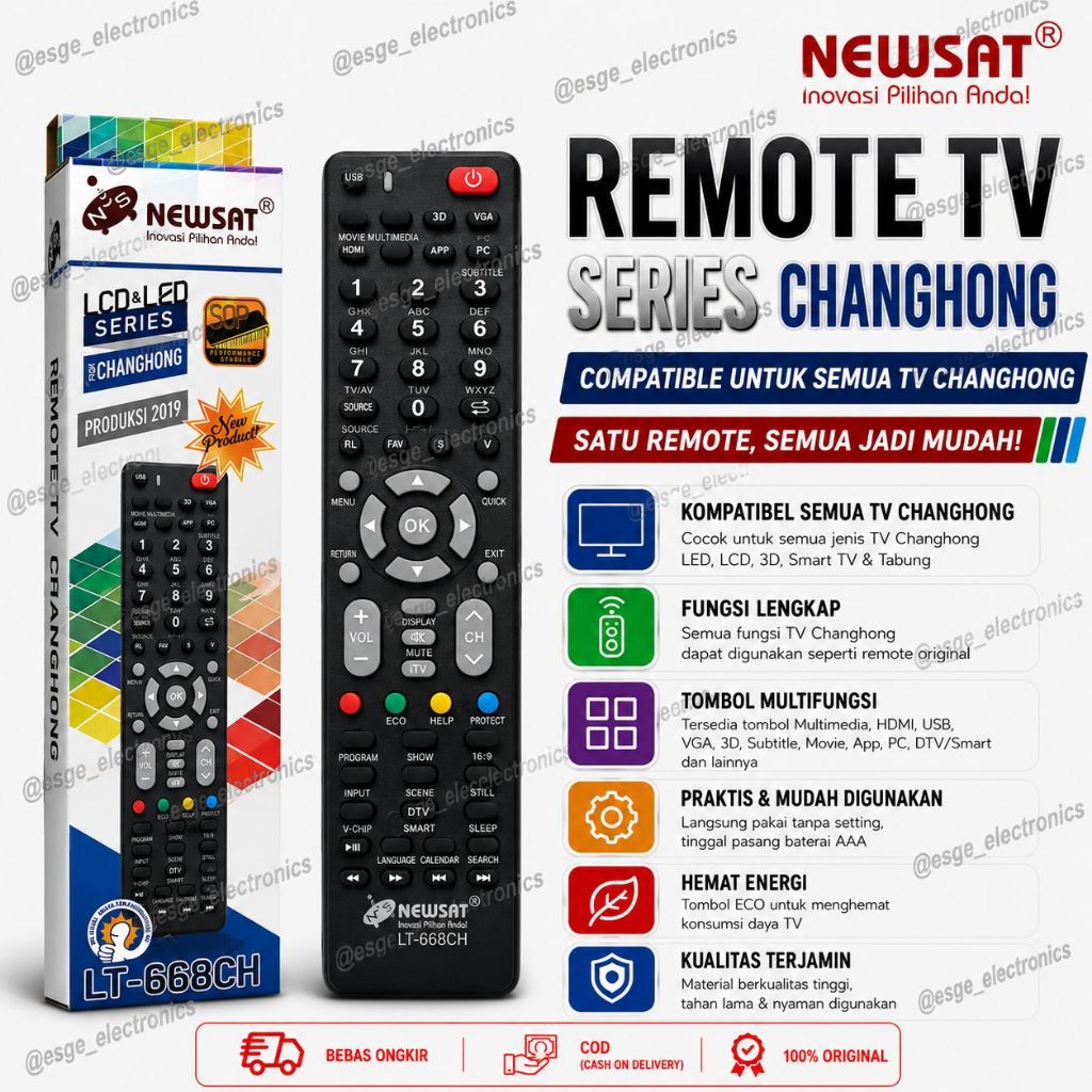 ORIGINAL REMOTE TV CHANGHONG REMOT TV LED CHANG HONG RIMOT TV LCD CHANGHONG NEWSAT LT-668CH