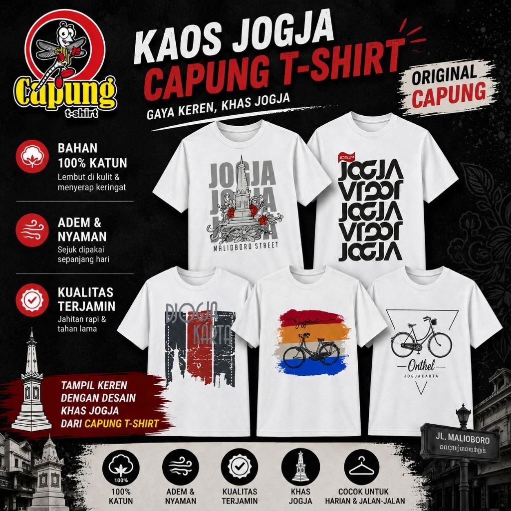 KAOS JOGJA MALIOBORO KAOS JOGJA CAPUNG PUTIH KAOS JOGJA OLEH OLEH KHAS JOGJA KAOS JOGJA CAPUNG T-SHI