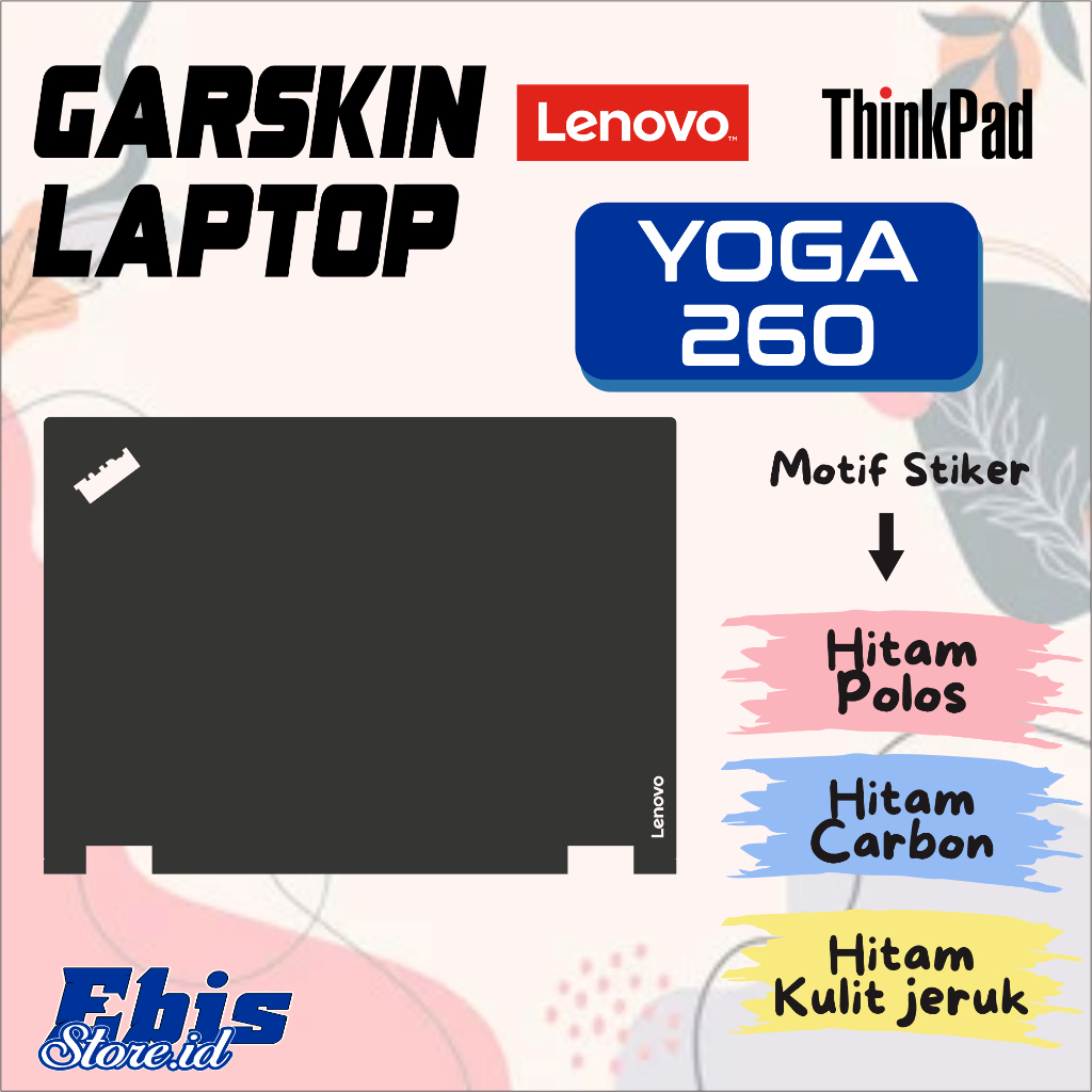 Garskin Lenovo Thinkpad Yoga 260 Stiker Laptop hitam doff, cover Laptop