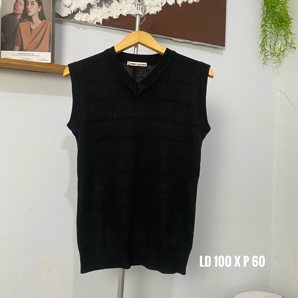prelove atasan baju vest rompi hitam rajut pria