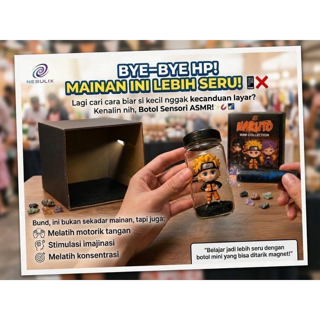 mainan anak -mainan magnet anak  - Pajangan Meja Unik Pasir Besi Magnet Neodymium-Tema NARUTO