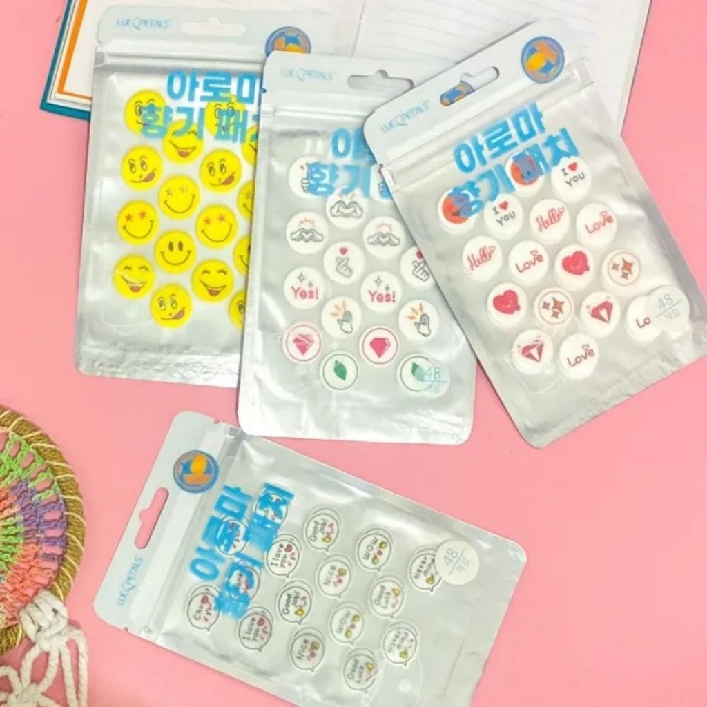 48PCS STIKER TEMPELAN MASKER ANTI PENGAP DENGAN AROMATHERAPY ESSENTIAL OIL SEGAR DAN LEMON FRESH GAM
