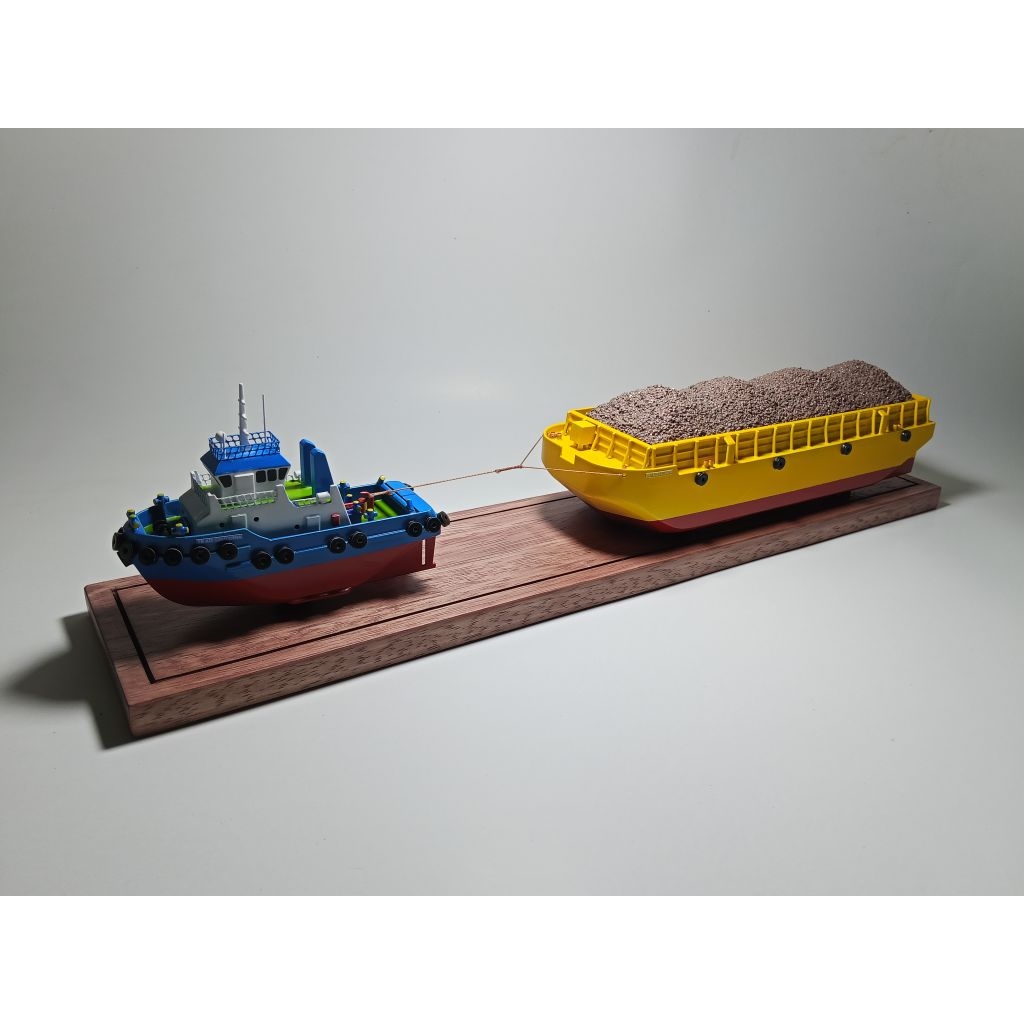 miniatur kapal tugboat dan tongkang