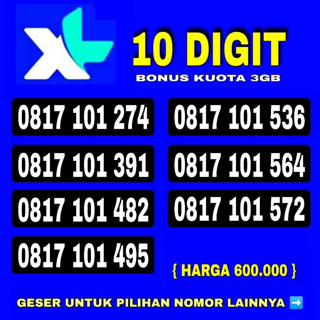 Nomor Cantik XL 10 digit - Kartu Perdana XL 10 digit