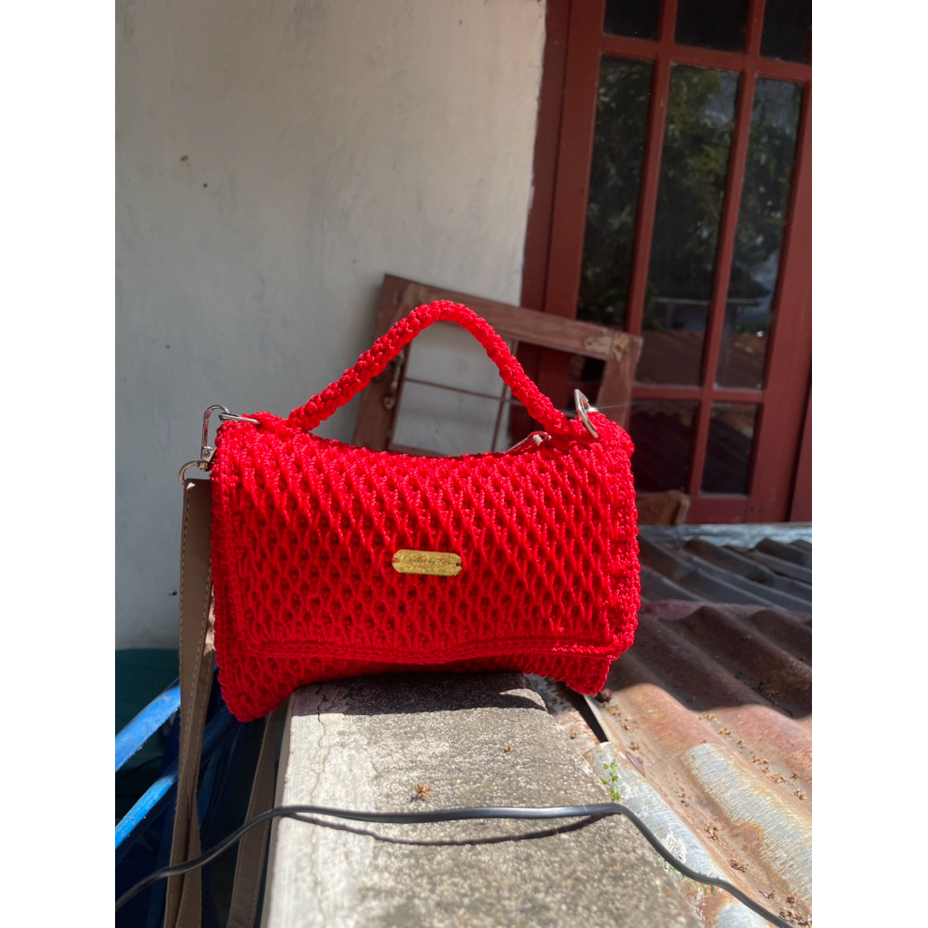 tas rajut pesta motif diamond