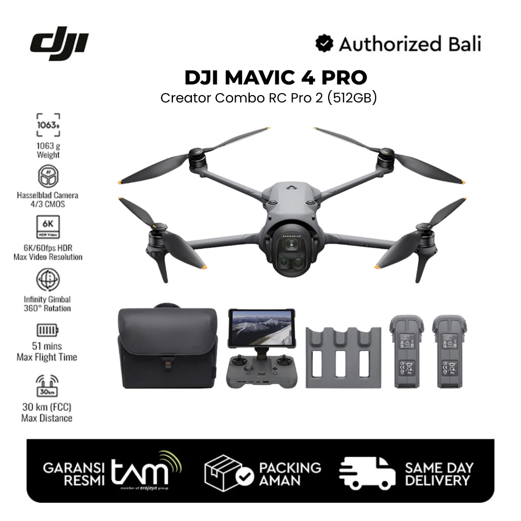 DJI Mavic 4 Pro Fly More Combo (RC Pro 2) 512GB - Camera Drone Original Garansi Resmi