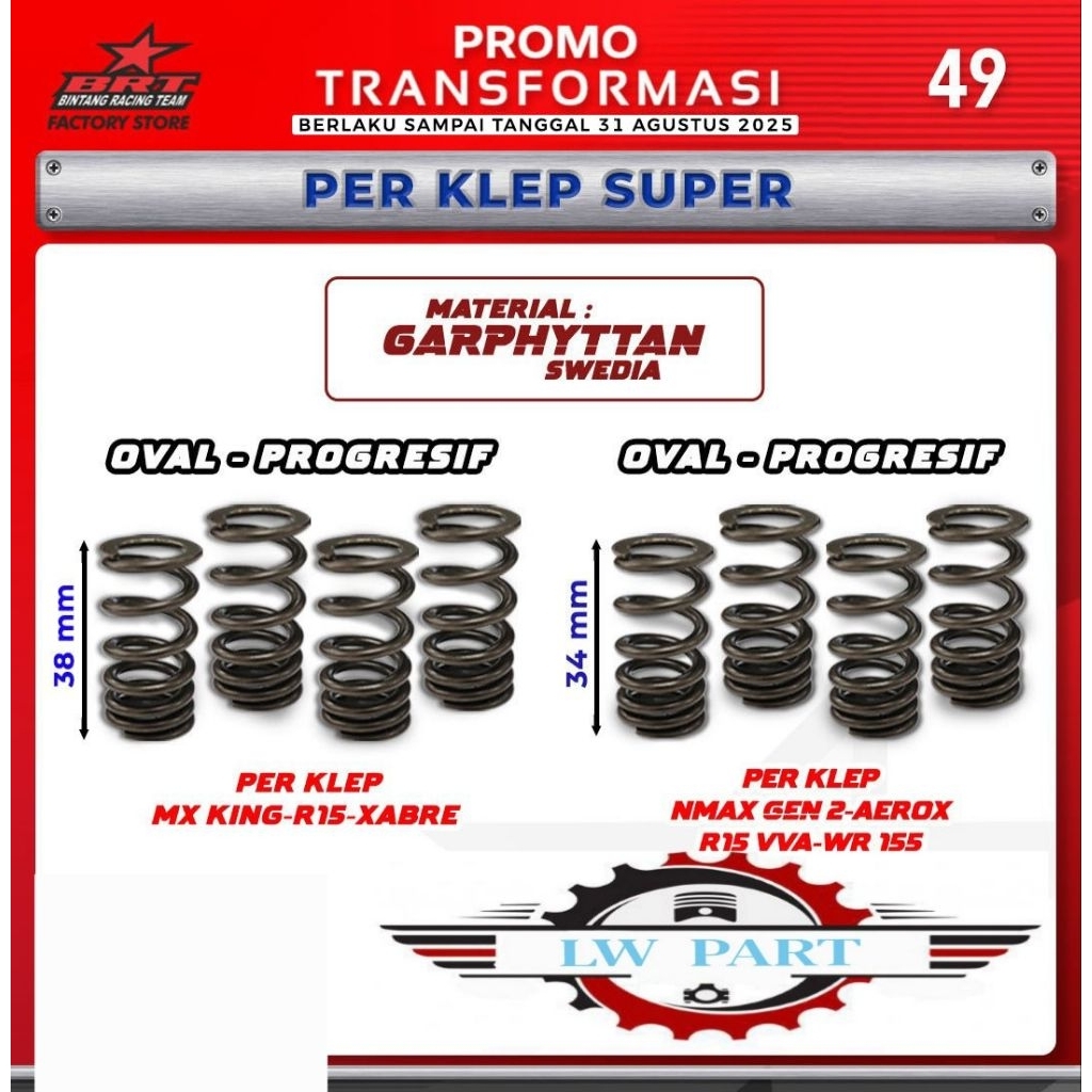 Per Klep Super Oval BRT Spring Valve Nmax Mx Aerox R15 VVA WR155 Mx King R15 Old Xabre -BINTANG RACI