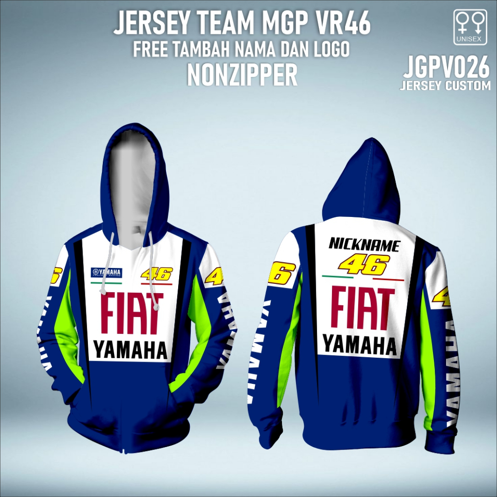 Jersey hoodie lengan panjang team motogp 026 team VR46 free custom