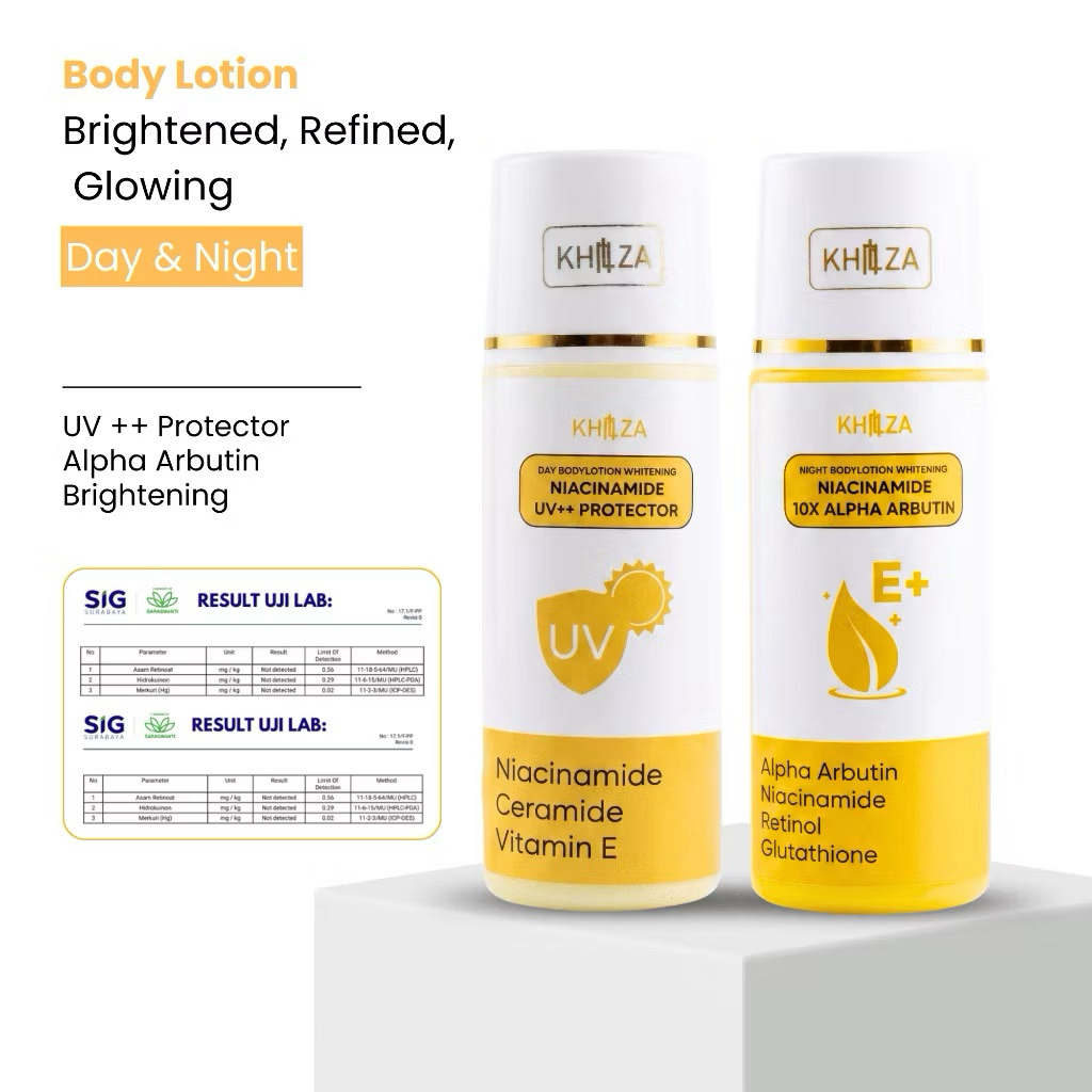 [BUNDLING 2 PCS] Lotion 10% Alpha Arbutin HB Dosting Pemutih Varian Siang + Malam BPOM 100ml