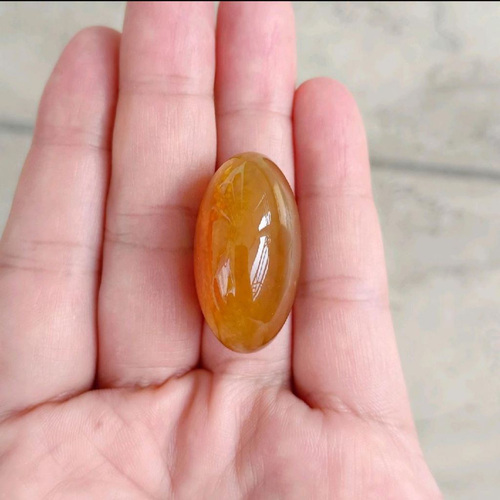 Batu Akik Jumbo Pandan Nanas Super 33x17x17.5mm, Warna Kental & Menyala