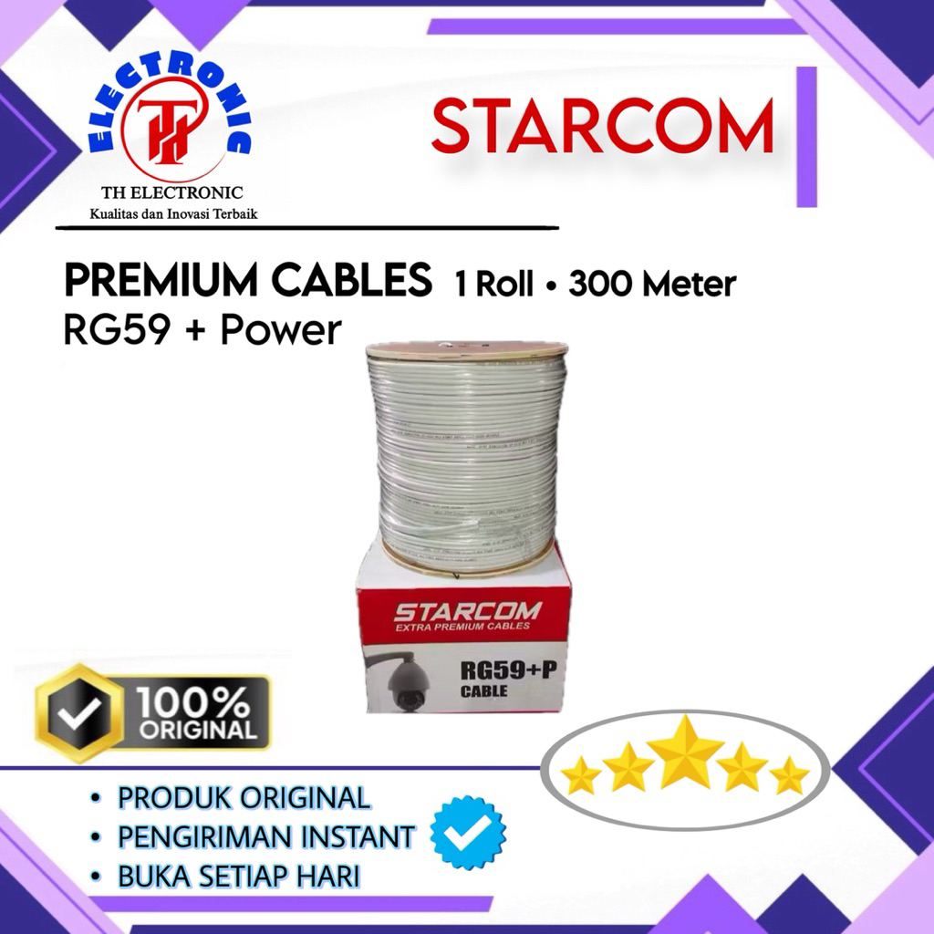 Kabel starcom rg59 300m Kabel RG 59 RG59 + Power StarCom Cable RG59+P 1Roll 300Meter Original