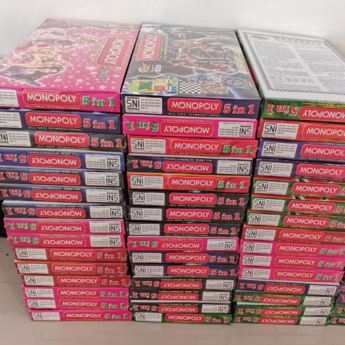 6 Pcs Monopoli 5 in 1 Besar Lengkap 5 Permainan