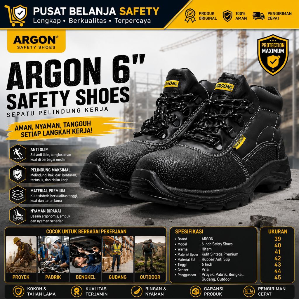 Sepatu safety krisbow argon 6"/sepatu safety proyek krisbow
