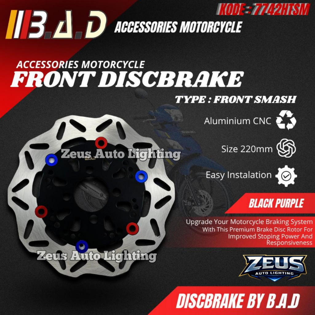 Disc Brake Piringan Cakram Depan Suzuki Smash 4 Lubang 220 mm Variasi Floating BAD