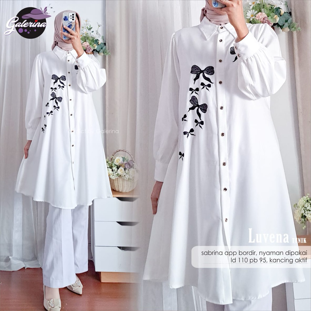 Atasan Baju Wanita Model Terbaru Luvena Tunik Bahan Sabrina Kombi Bordir Tunik Wanita Jumbo Ld 110 A