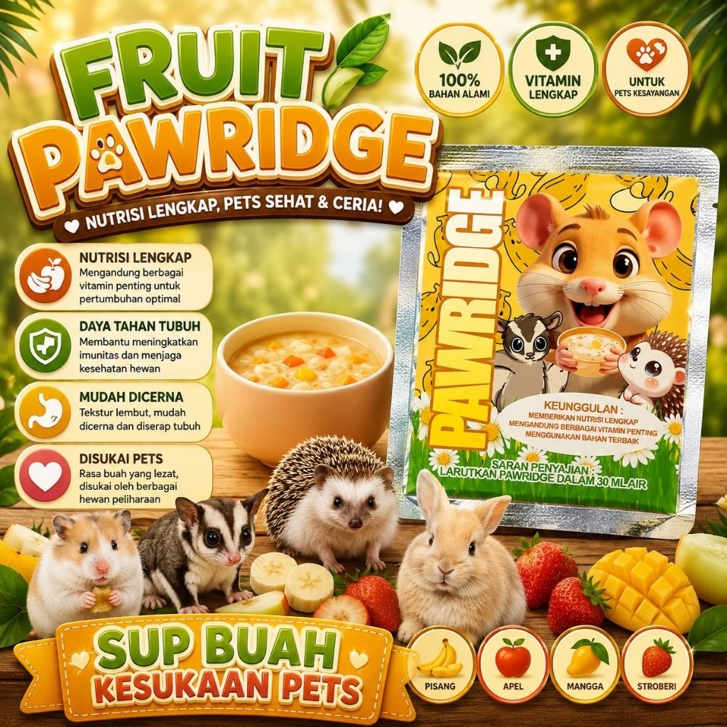 PAWRIDGE - BUBUR BAYI HAMSTER Makanan Hamster Camilan Snack Hamster Bubur Buah Hamster Penggemuk Ham