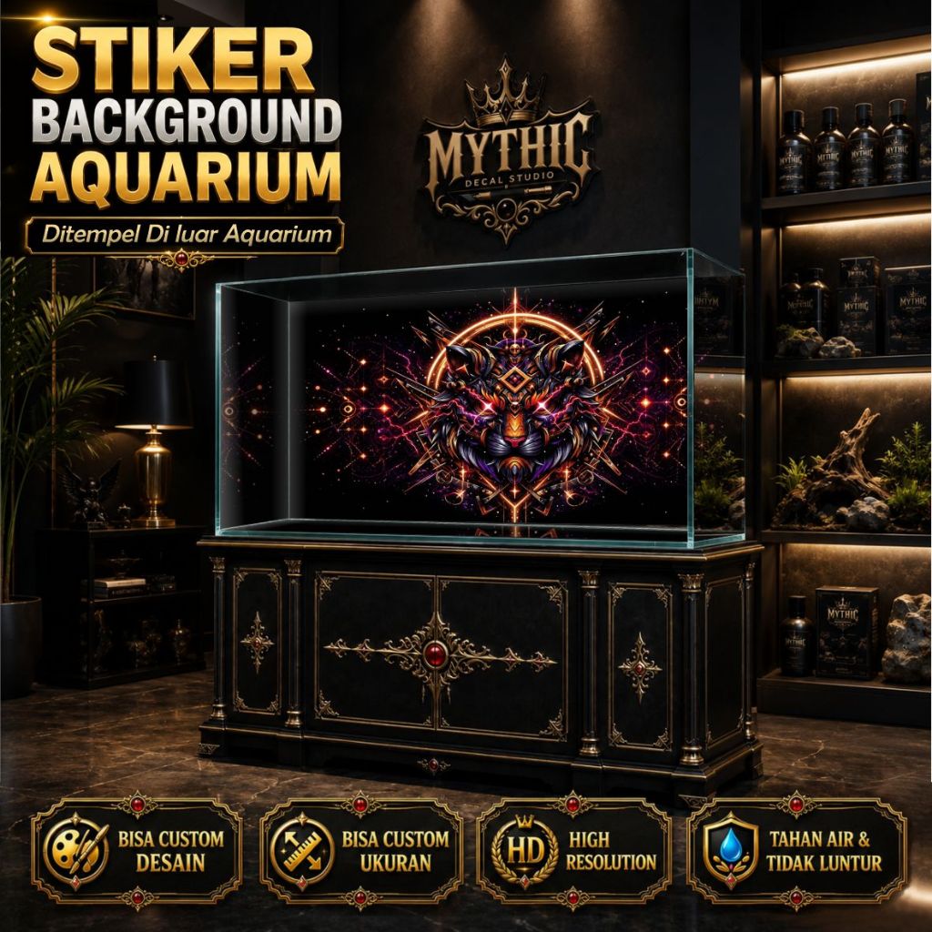 Stiker Aquarium Guardian G4 By Mythic Decal Studio - Sticker Wallpaper Kaca Belakang Aquarium Astral