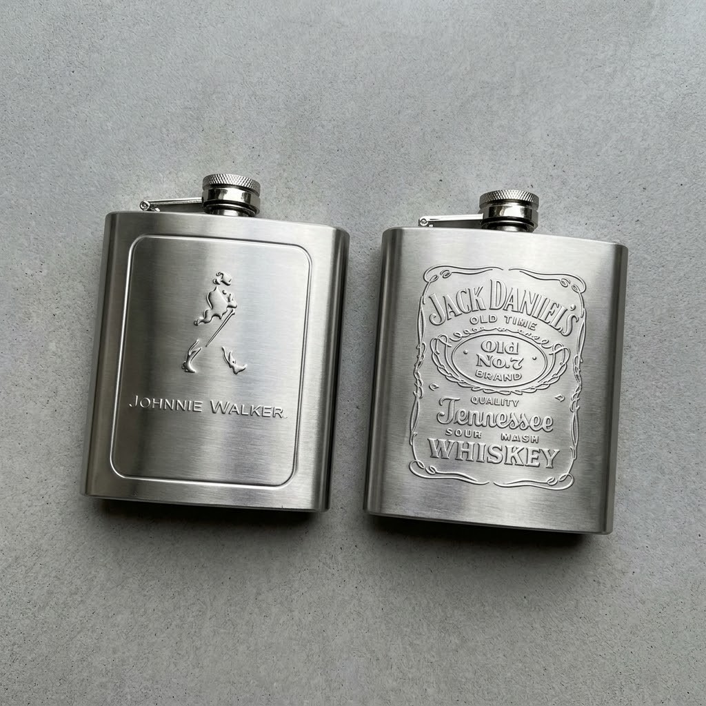 Botol Hip Flask Stainless Steel 7oz Wadah Minum Whiskey Wine Vodka Liquor Alkohol Saku Retro Klasik