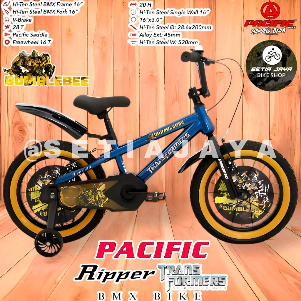 Sepeda Anak BMX 16" Inch PACIFIC RIPPER TRANSFORMERS, Frame Steel, Ban Jumbo 3.0, Sepeda Anak Laki-L
