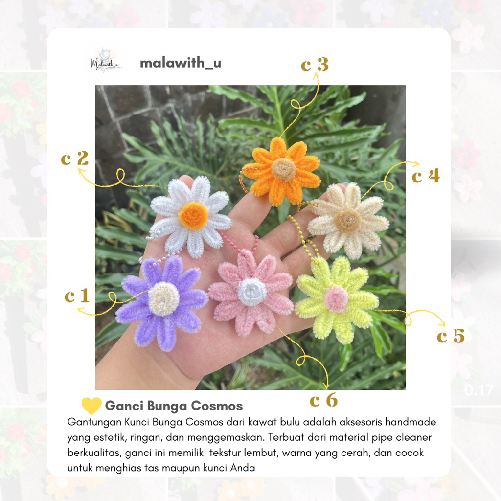 [PROMO GROSIR] Gantungan Kunci Kawat Bulu Bunga Cosmos