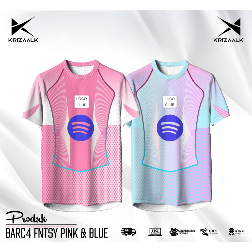 KRIZALK-JERSEY  BARCELONA FANTASY PINK ROSE & BLUE TERBARU 2026 FULL PRINTING GRATIS PASANG NAMA