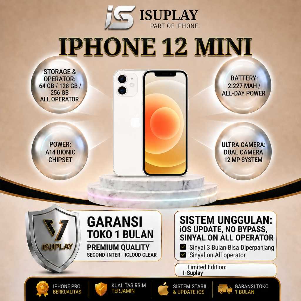 IP 12 MINI 64GB 128GB FULLSET SECOND INTER MULUS 100% Original