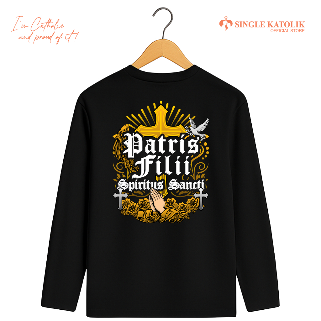 PATRIS FILII SPIRITUS SANCTI (GAMBAR) [LENGAN PANJANG] - Kaos Rohani - Katun Premium 100% - Sangat N