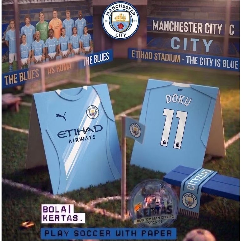 Bola Kertas | Starter Kit Manchester City Home 2026 | Mainan Bola Kertas | Manchester city