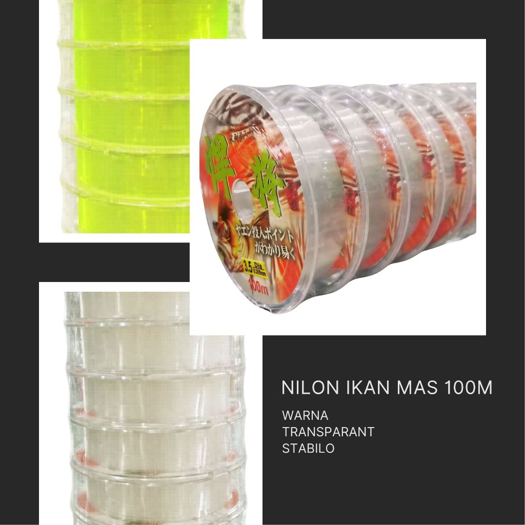 SENAR PANCING IKAN MAS 100M WARNA TRANSPARANT, NILON PANCING KOLAM,SUNGAI, DLL