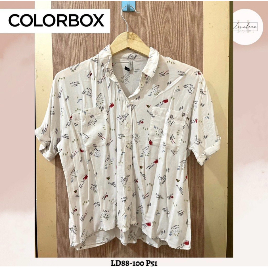 preloved top kemeja kerah colorbox putih