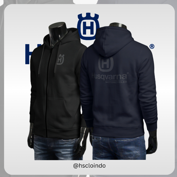 Jaket XS-5XL HUSQVARNA REPLAY Hoodie Zipper Motocross MX Trail Racing Bahan Katun Fleece Hitam Biru 