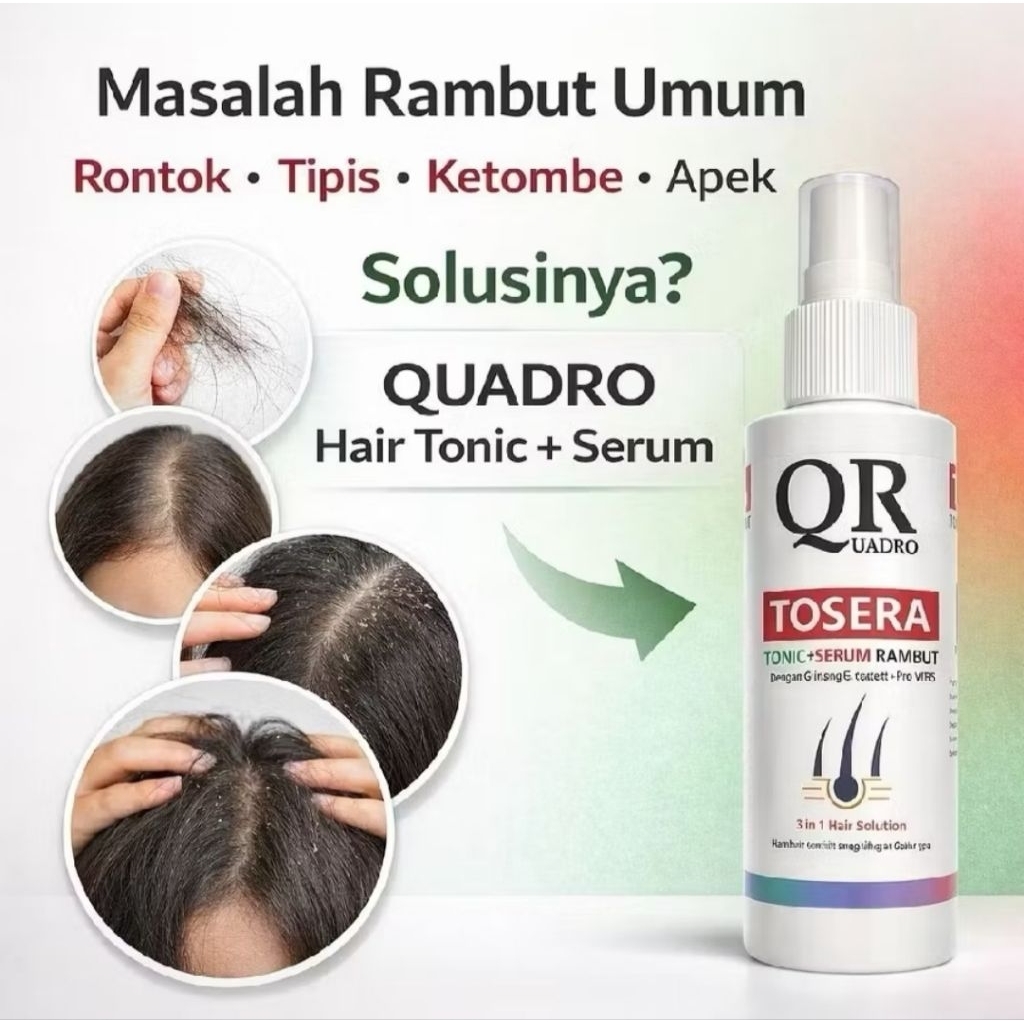 PROMO!! QR Quadro Tosera Tonic+Serum Rambut Extra Madu & Rosemary Oil