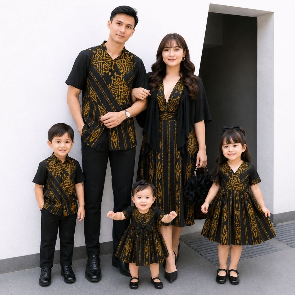 Tenun Outfit Baju 1 Set Couple Dress dan HemCowok Bareng Doi/Pasangan Kondangan/
Lamaran/Prewedding 