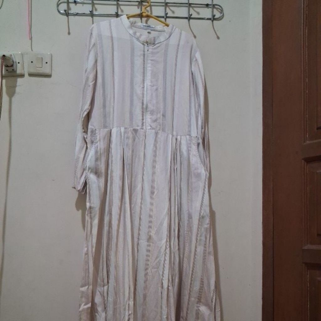 Preloved gamis garis garis pastel pink wanita | pengajian santri