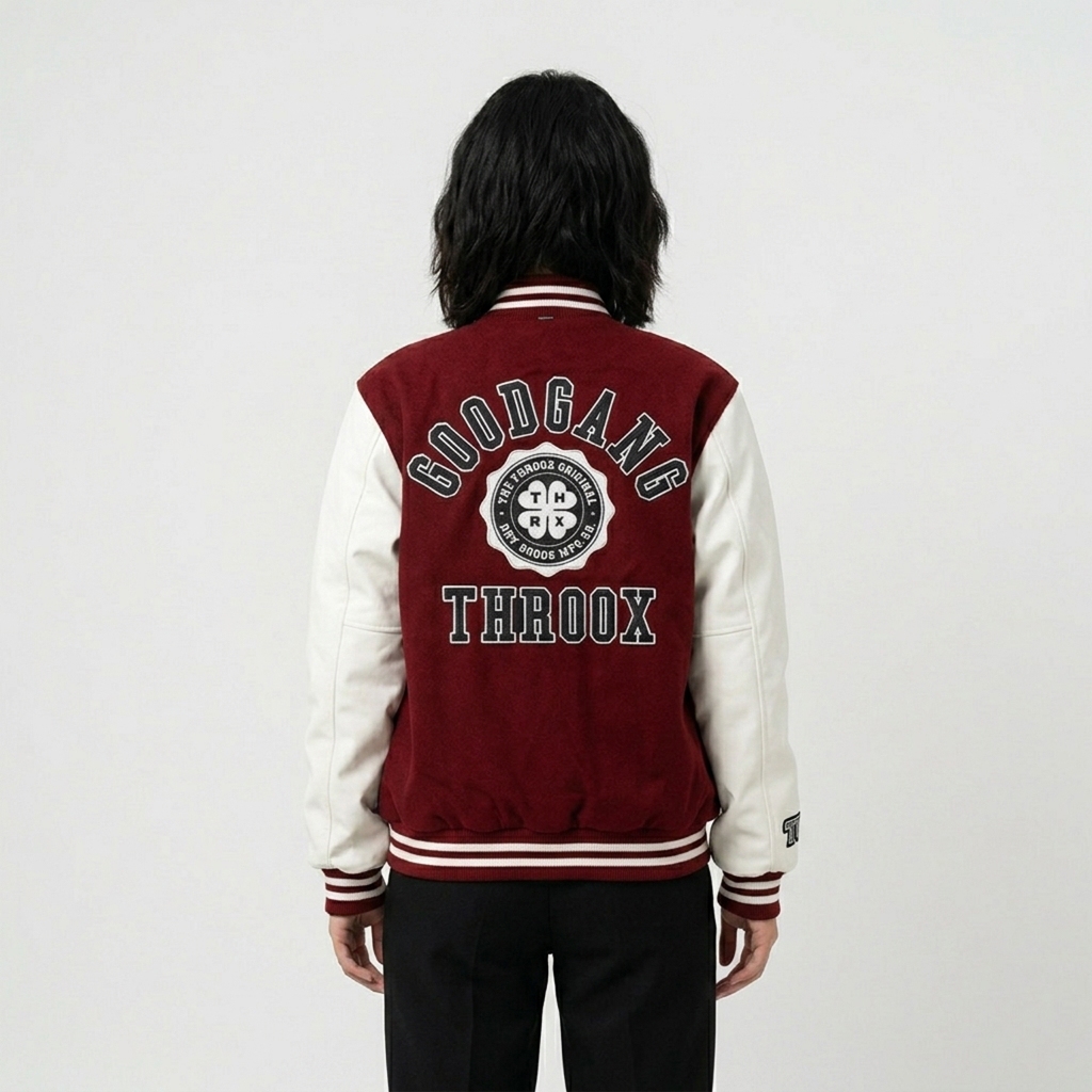 Throox Bomber Varsity Jacket || Grace Red