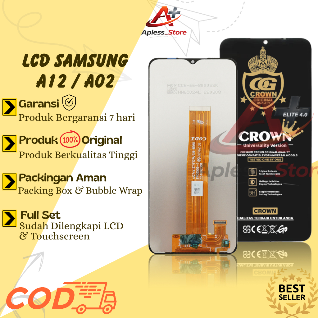 LCD TOUCHSCREEN SAMSUNG A12 / A125 / A02 / A022 / A125F / A022F COMPLETE ORIGINAL FULLSET / LCD SAMS