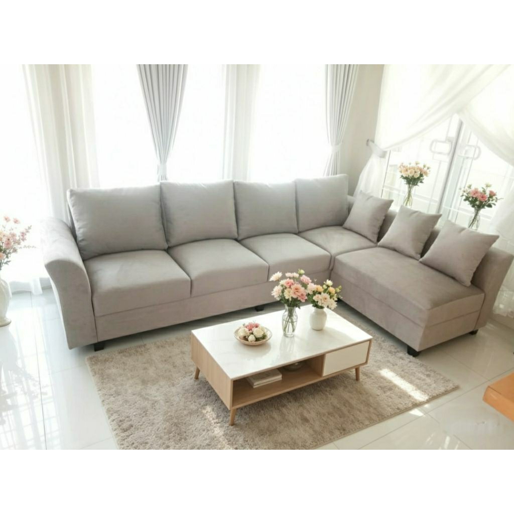 sofa premium - sofa besar - sofa mewah - sofa L modern - sofa ruang tamu