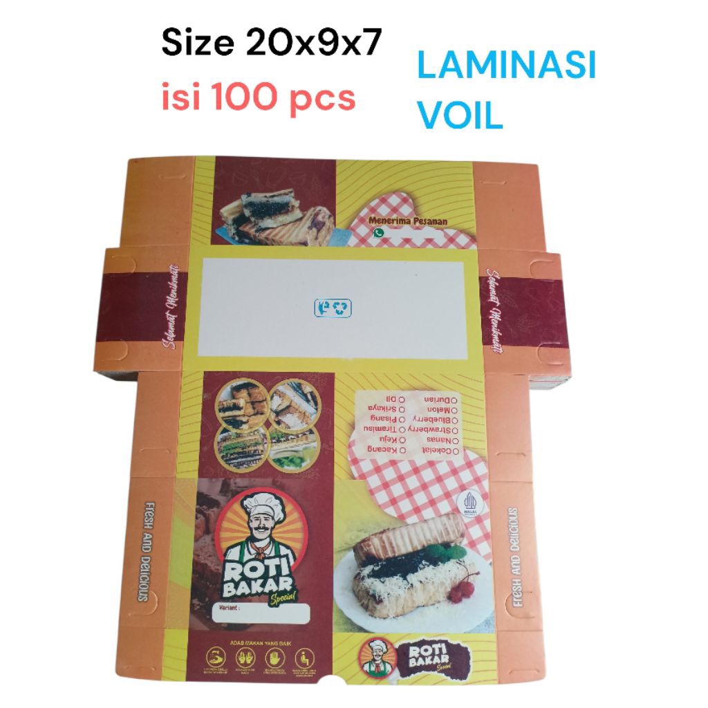 Box Roti Bakar / kotak roti bakar / dus Roti Bakar / kemasan roti bakar