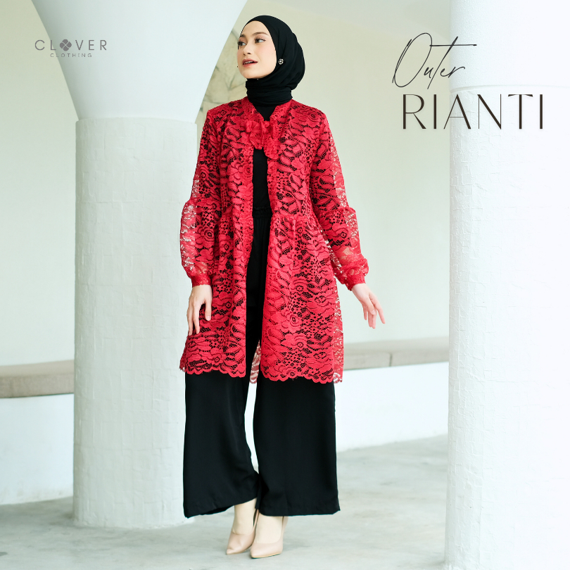 Clover Clothing Outer Rianti | Gamis Atasan Wanita Brokat Vancy Dove Simple Elegan