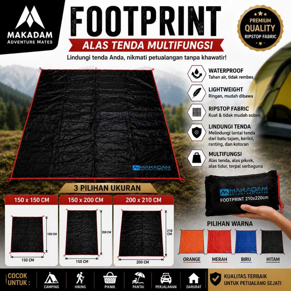 footprint alas tenda 2 3 orang 150x200cm