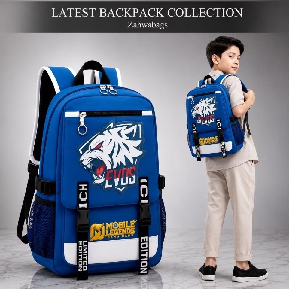 ZB _ Tas Anak Tas sekolah 51 motif evos backpack - tas anak evos - ransel sekolah anak laki-laki