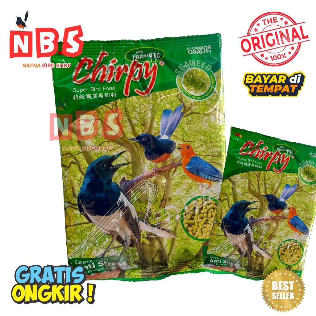 CHIRPY HIJAU SEAWEED PAKAN BURUNG MAKANAN BURUNG MURAI BATU 250 GR