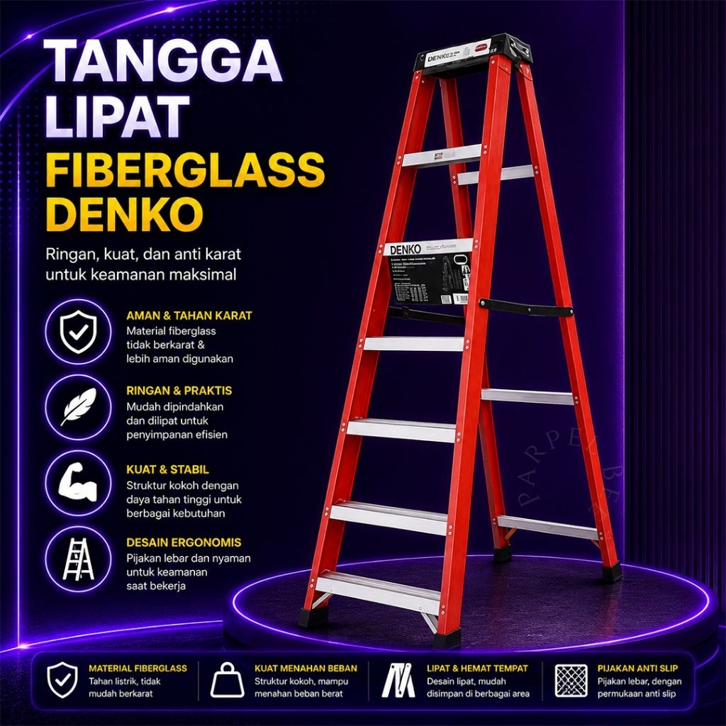 Tangga Lipat Fiberglass | Tangga PLN 3 Meter (Denko)