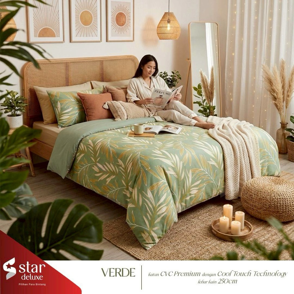 BEDCOVER SET SPREI KATUN LOKAL PREMIUM TERBARU MOTIF VERDE