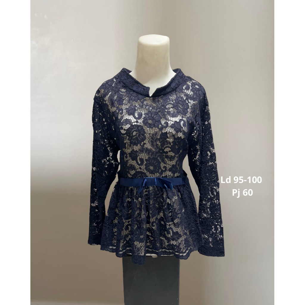Atasan Kebaya brukat biru navy
